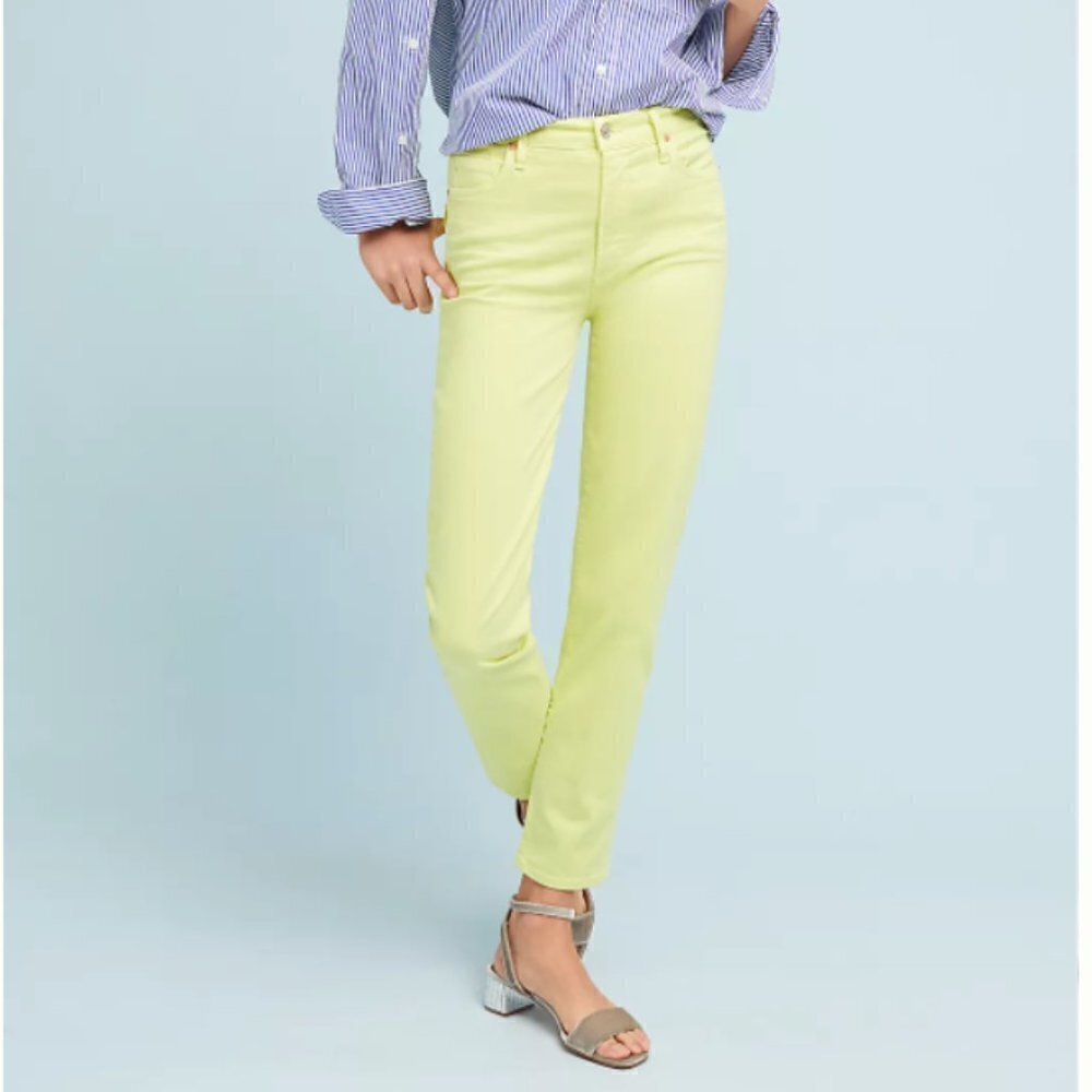 CofH Cara High Rise Cigarette Jeans in Neon Blaze Yellow Size 24